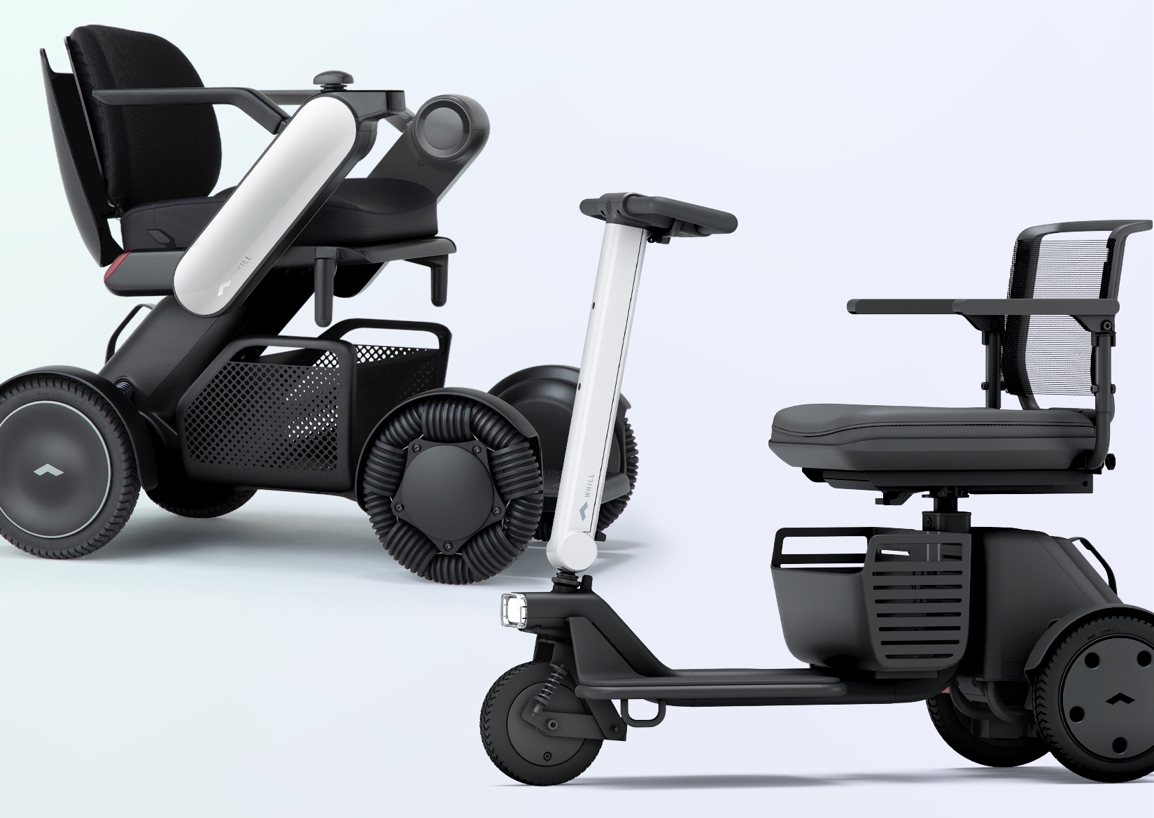 WHILL Model C2 powerchair and WHILL Model R mobility scooter